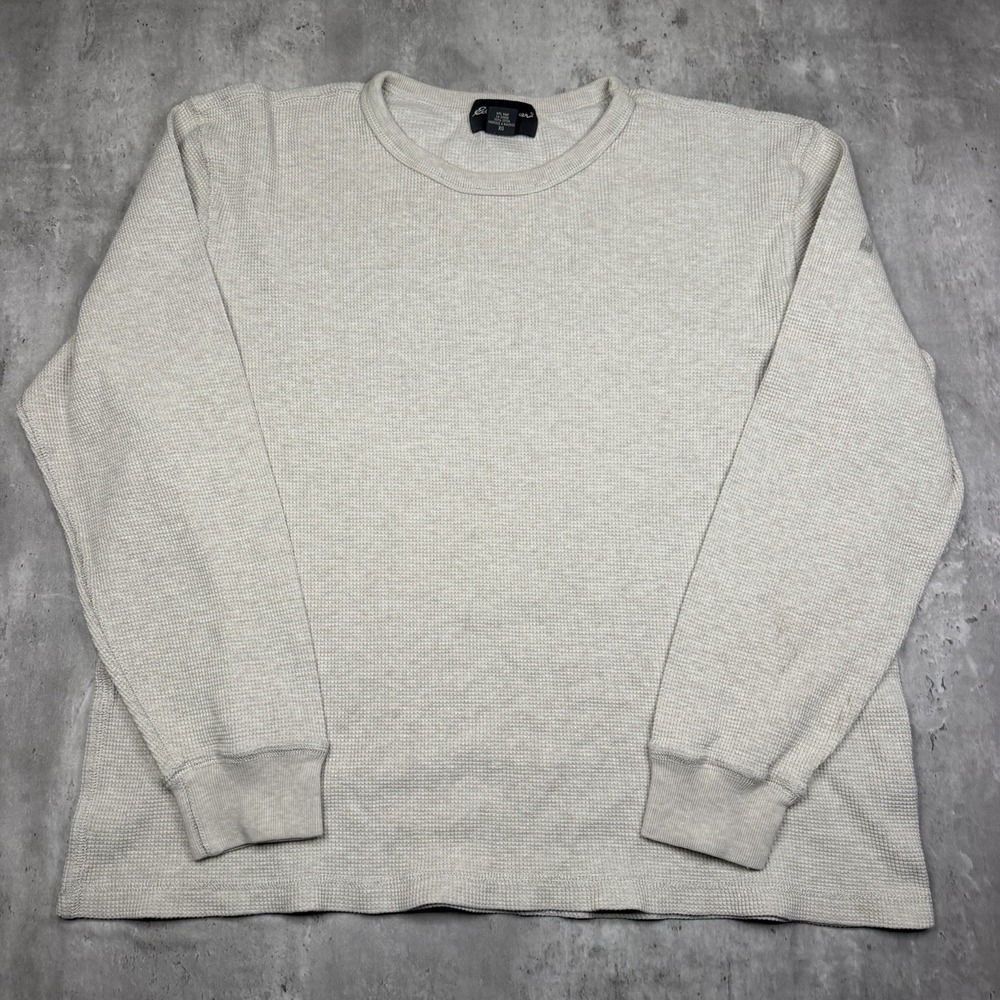 Eddie Bauer Thermal Shirt Mens XL Gray Waffle Knit Lounge Long Sleeve Cozy